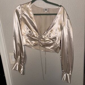 Elegant Satin Lace-Up Crop Top